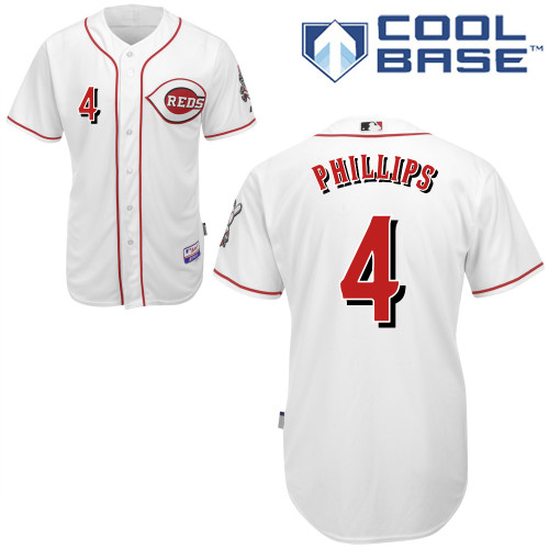 Brandon Phillips #4 MLB Jersey-Cincinnati Reds Men's Authentic Home White Cool Base Baseball Jersey